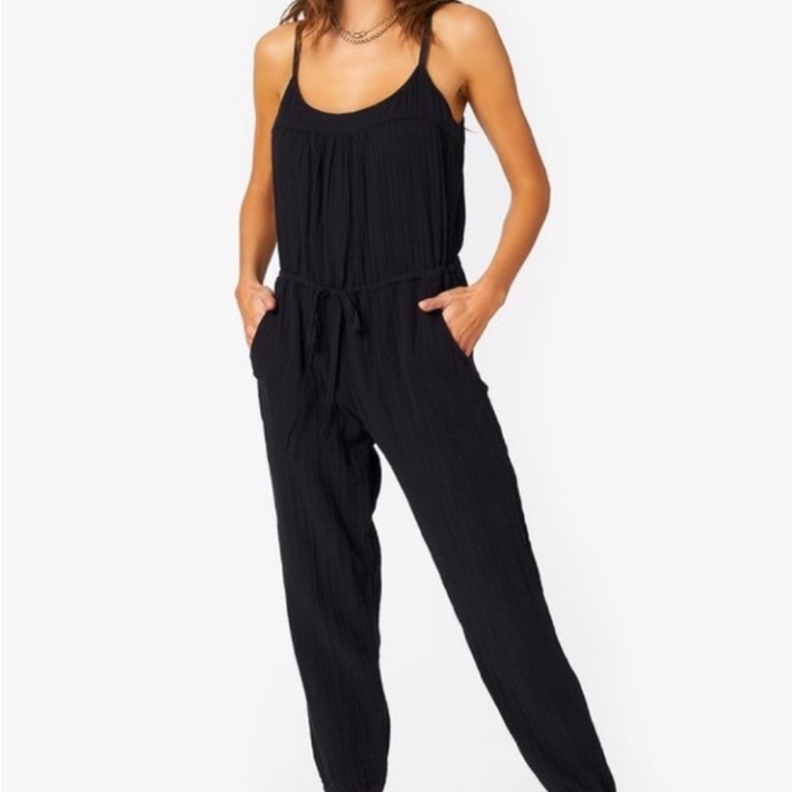 Xirena Black Cotton Gauze Jumpsuit